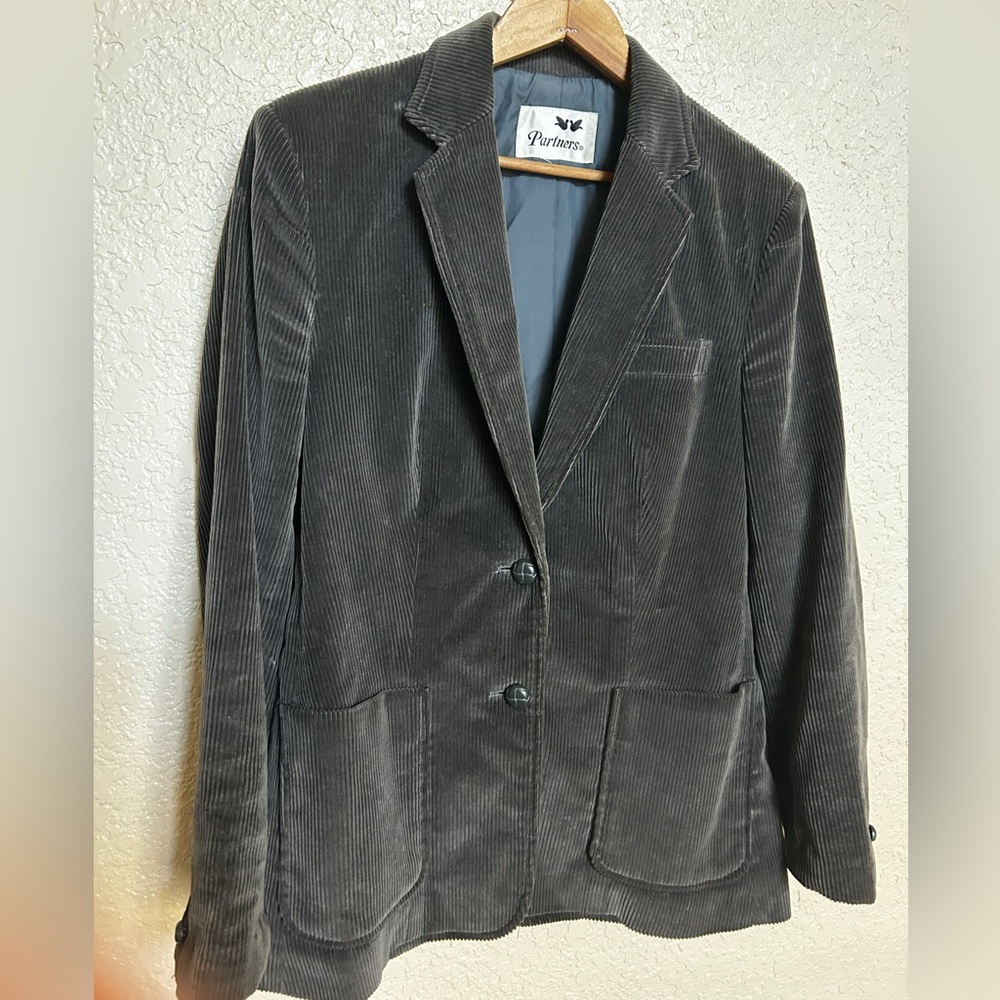 80s style vintage Partners Gray Corduroy Blazer